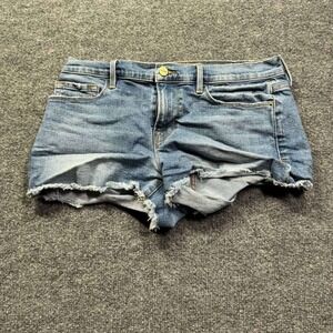 FRAME Shorts Womens 27 Blue High Rise Fashion Denim Cutoff Frayed Hem Distressed
